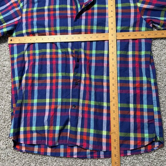 Luchiano Visconti Mens XL Multicolor Plaid Long Sleeve Button-Up Shirt - Picture 7 of 9